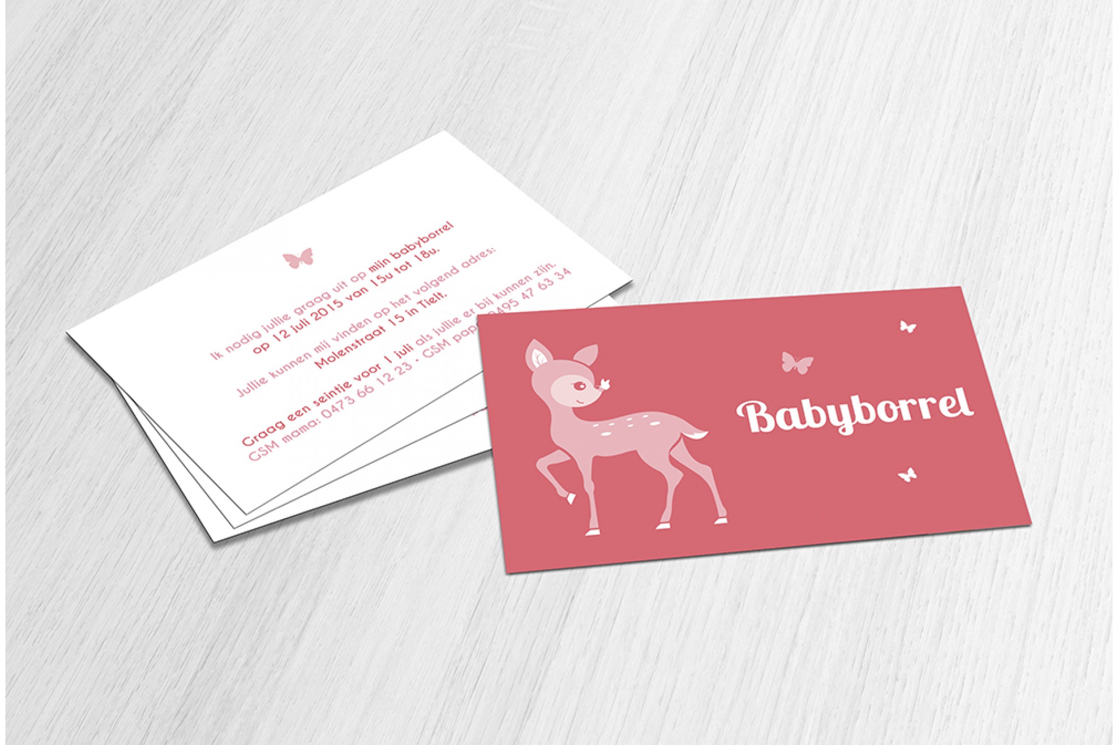 Roze bambi met vlinders