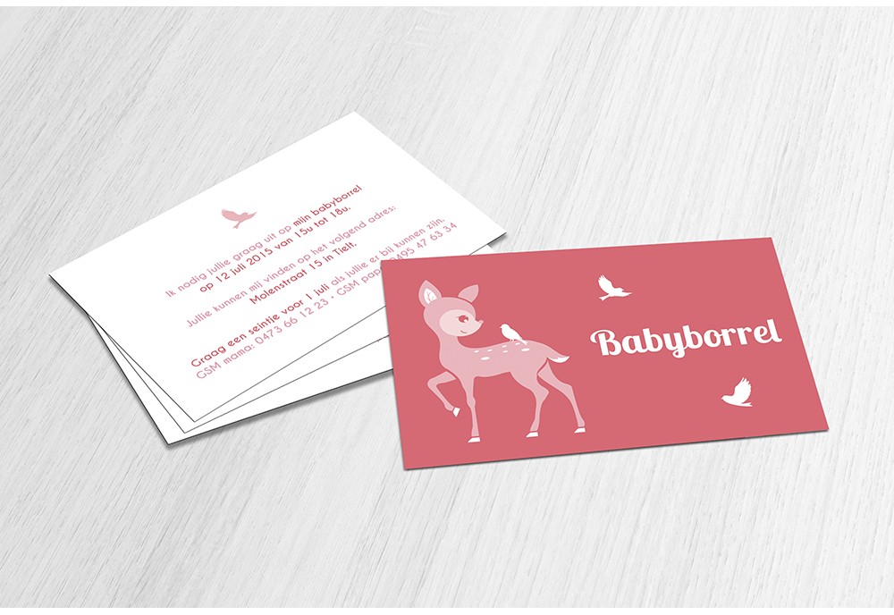 Roze bambi met vogels Roze bambi met vogels