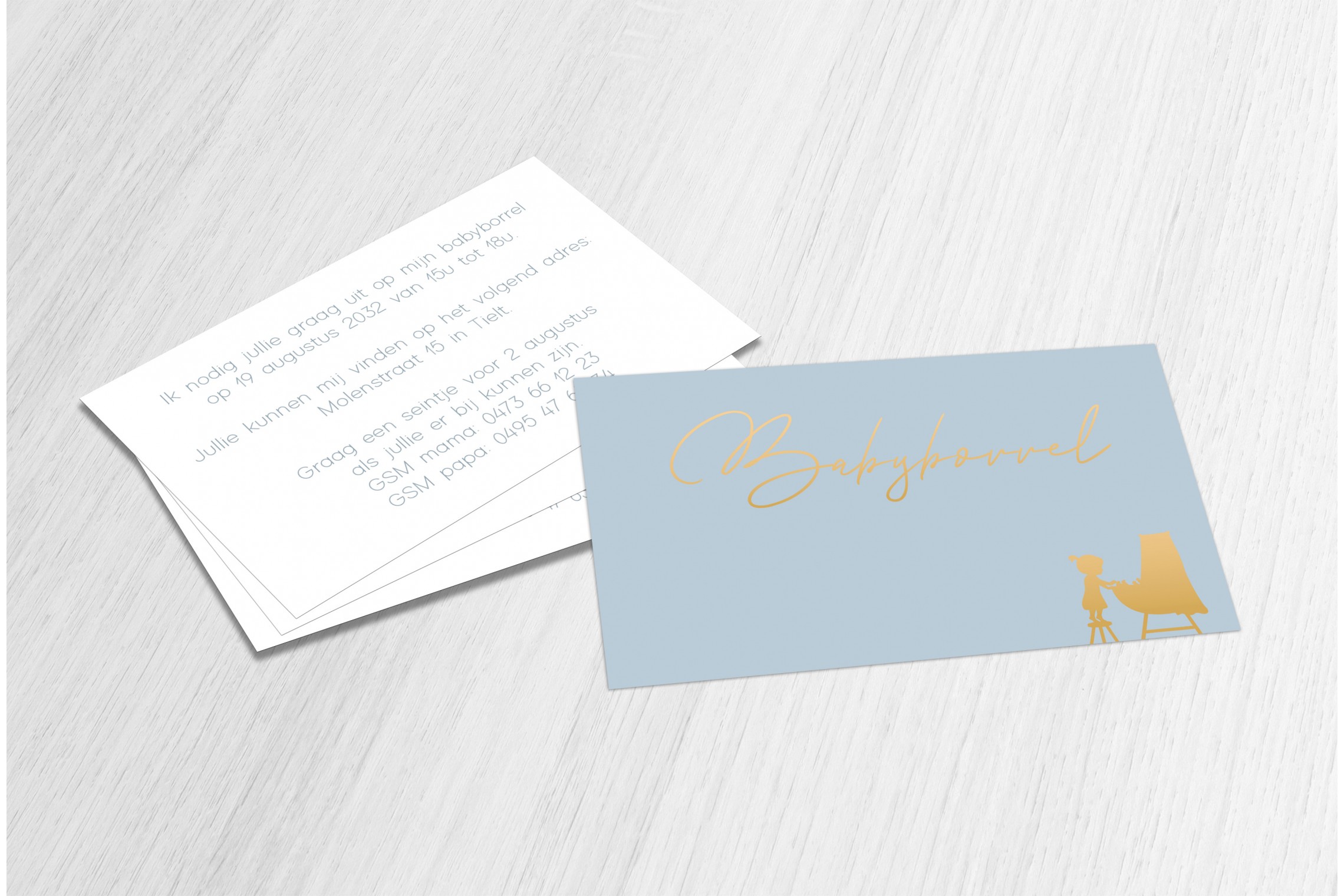 Handgeschreven blauw en goud
