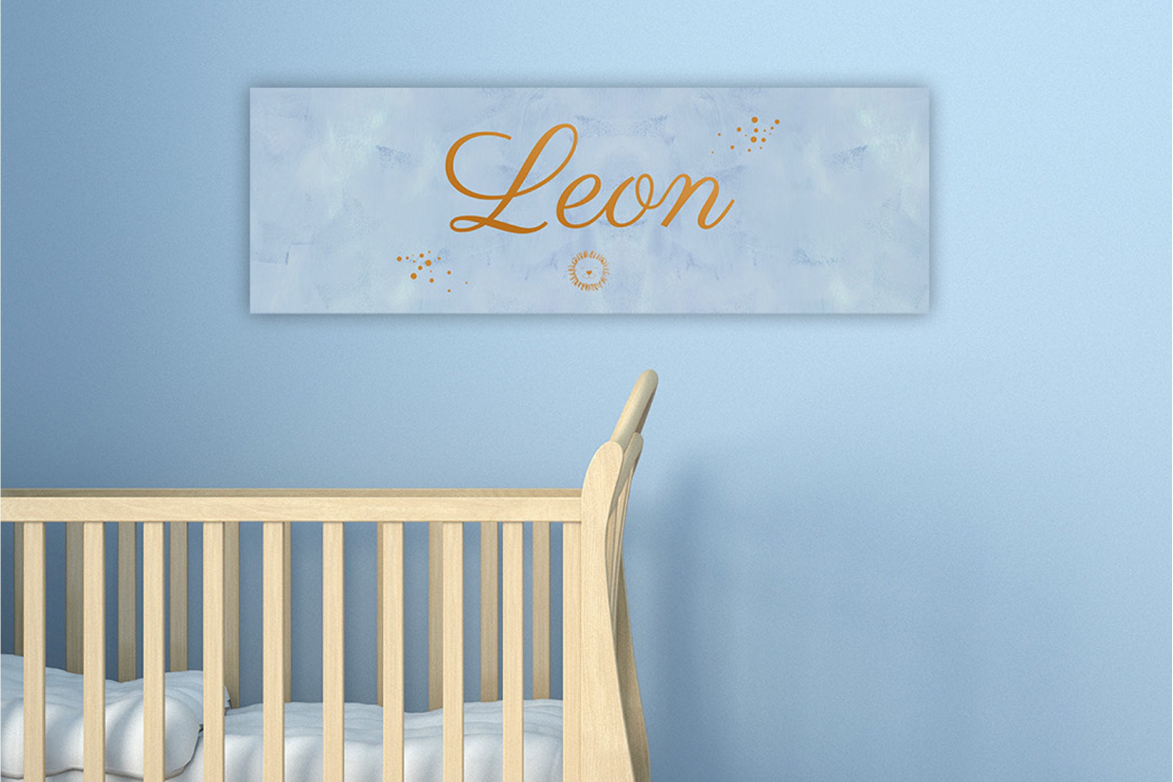 Blauw met bronzen leeuw
