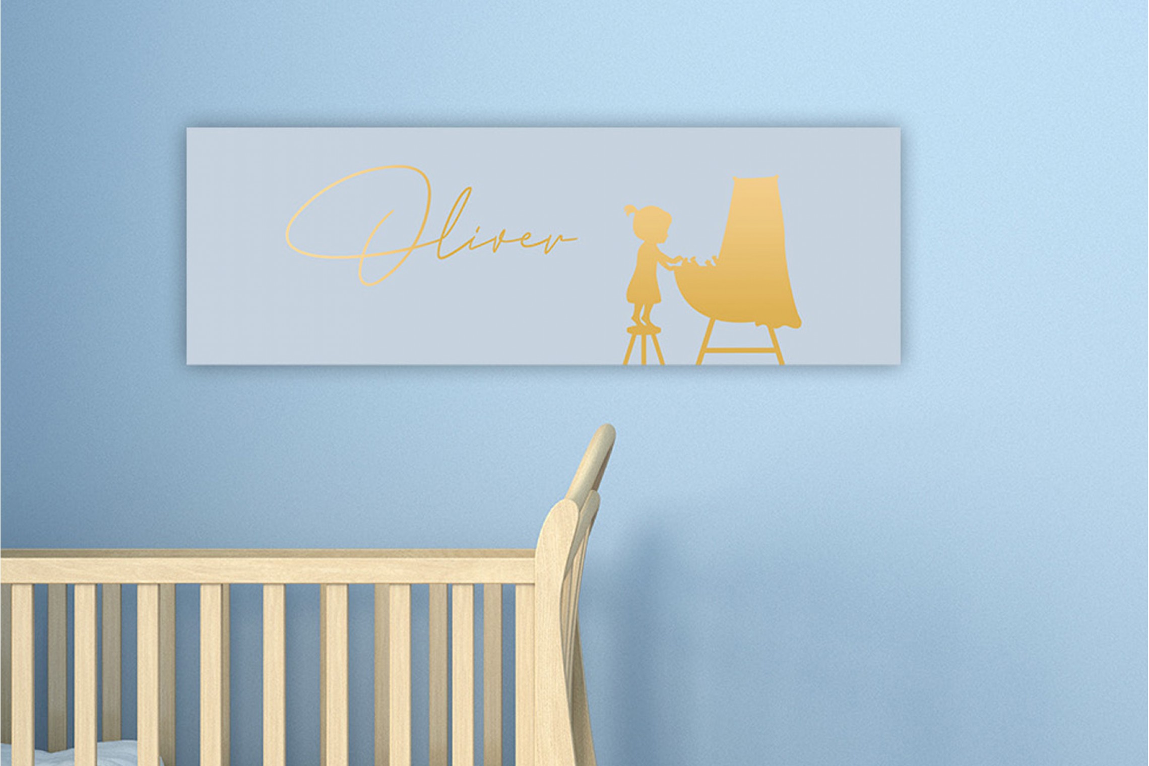 Handgeschreven blauw en goud