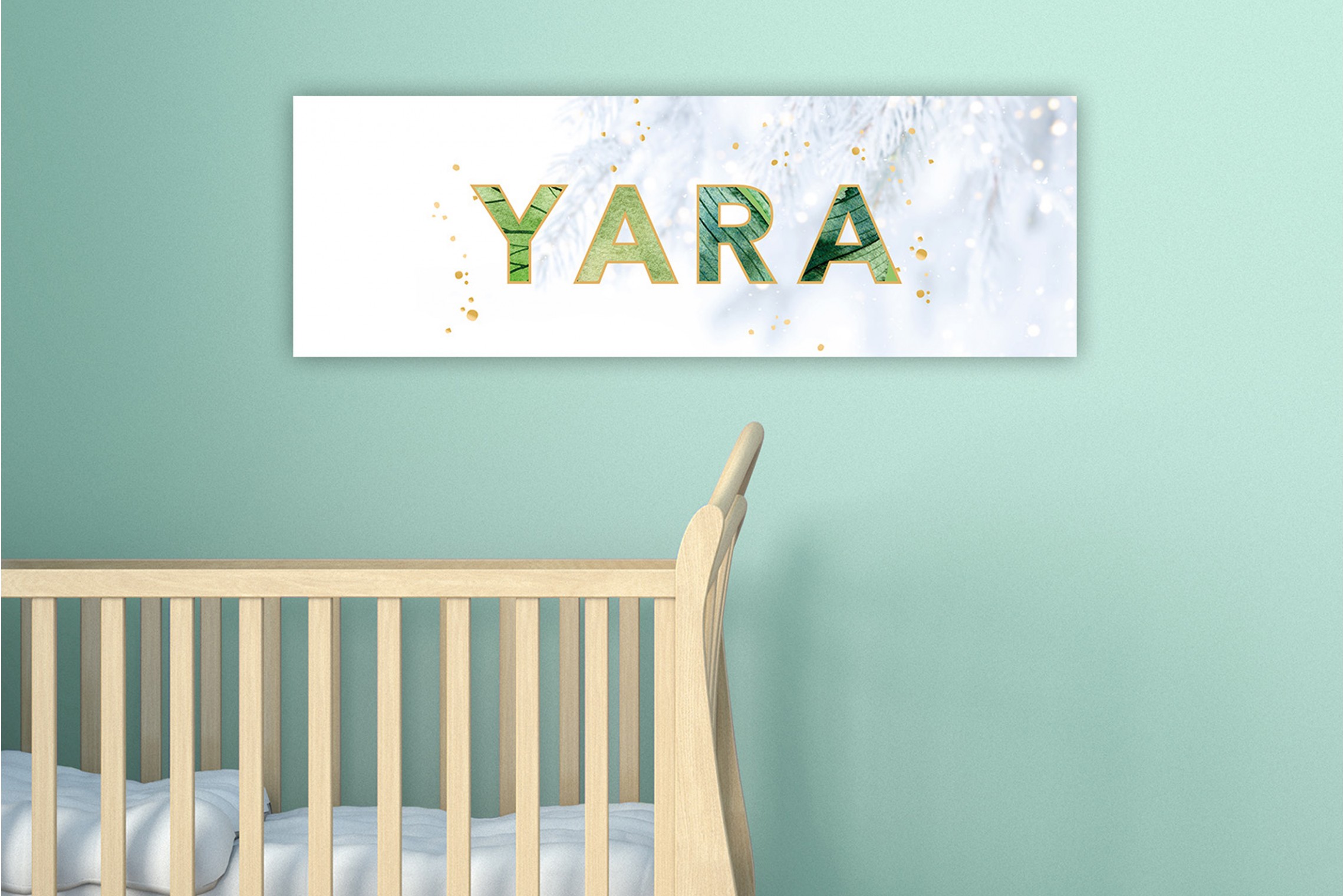 Naam met groene bladjes