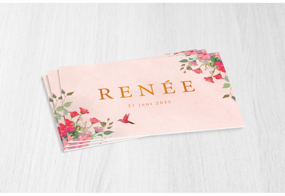 Vogel met roze bloemen