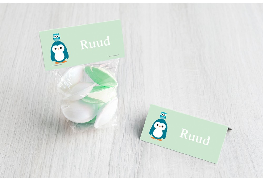 Pinguin met uiltje groen