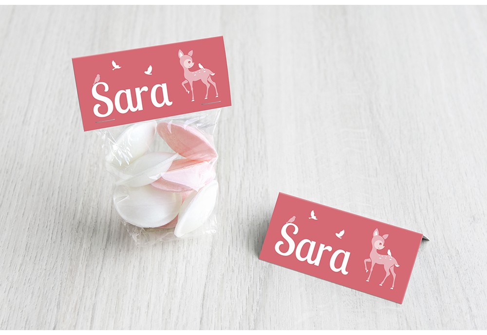 Roze bambi met vogels Roze bambi met vogels