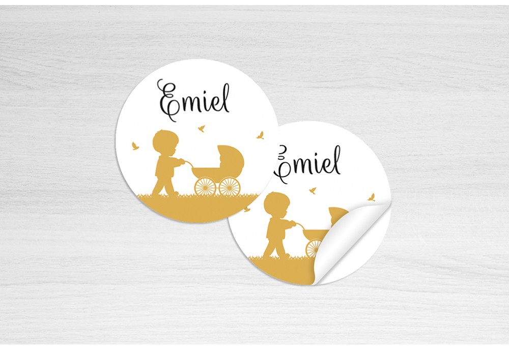 Jongen met kinderwagen